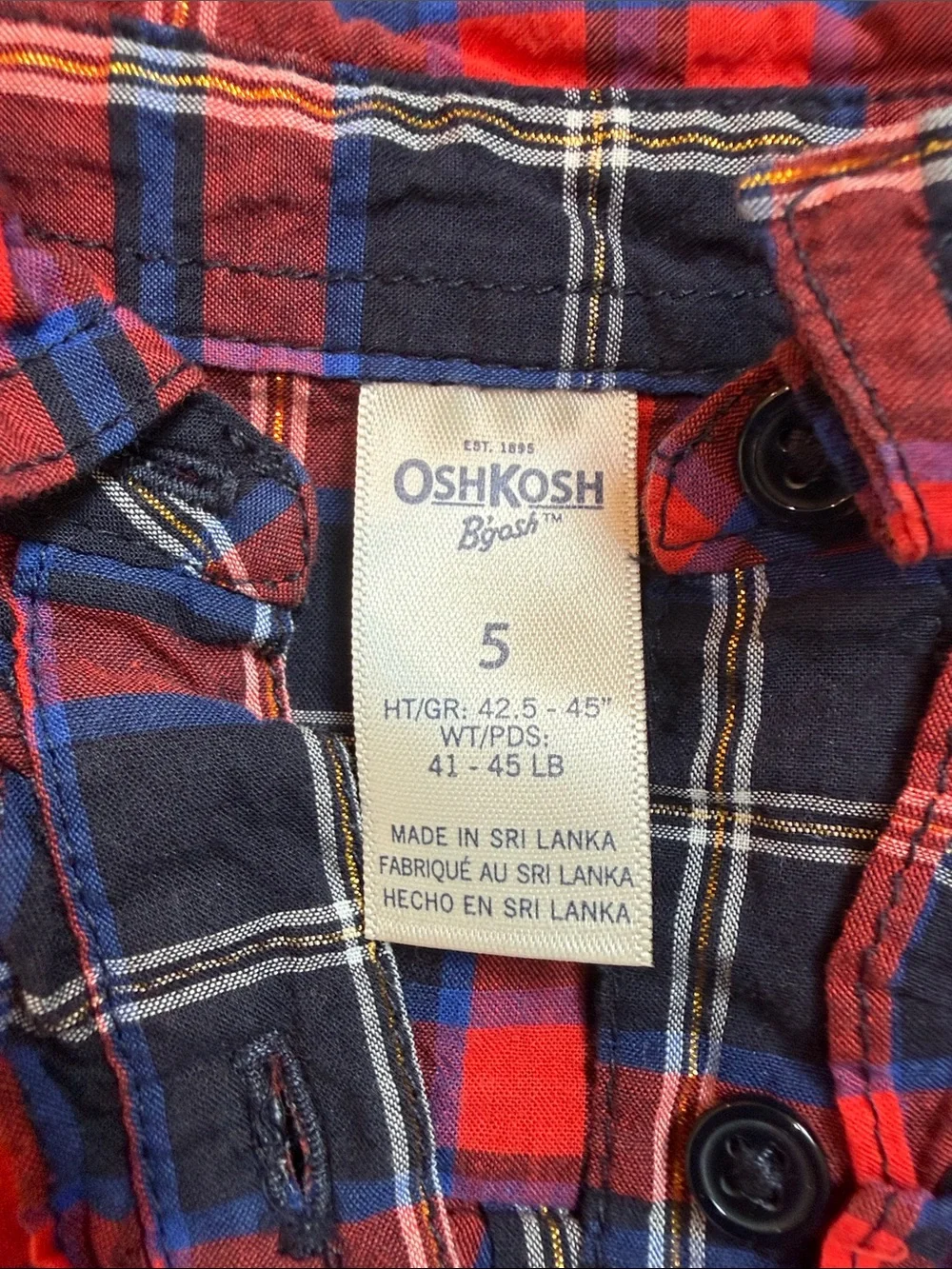 OshKosh B'gosh Red & Navy Plaid Button-Front Tunic